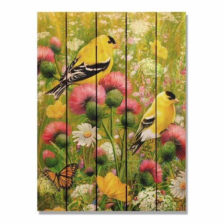 RICKI&APOSS RUGS 28 x 36 in. Giordanos Goldfinches Inside & Outside Cedar Wall Art RI890958